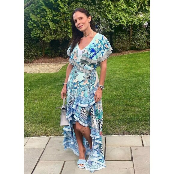 NWT Camilla Frill Sleeve Long Maxi Dress Wings of Luxor Blue Crystal Embellished - Picture 2 of 16